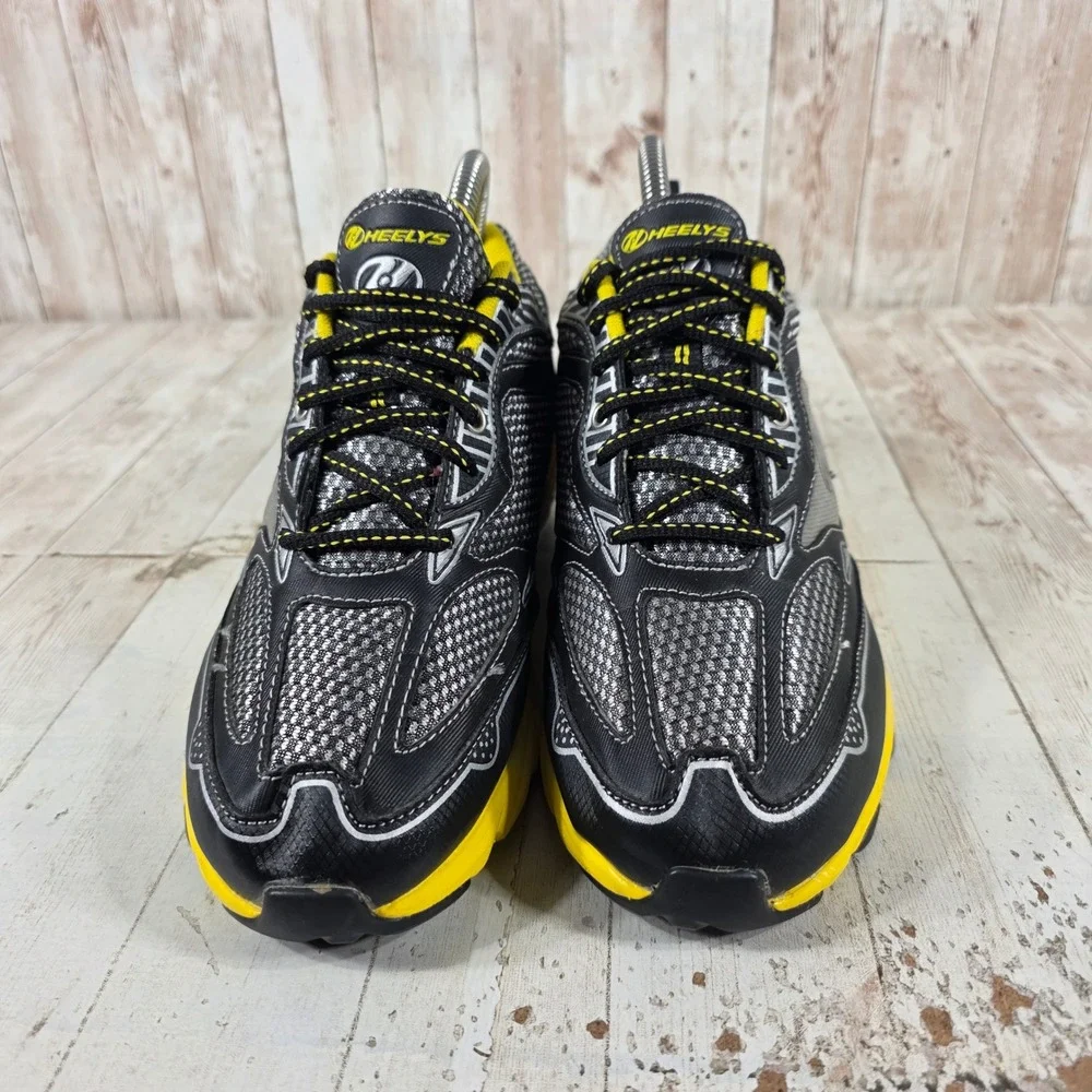 Heelys Roller Shoes Kids Youth Size 6 Black Yellow Silver Skate Sneakers 7973
